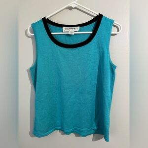 Aqua Blue Tank Top with Black Trim